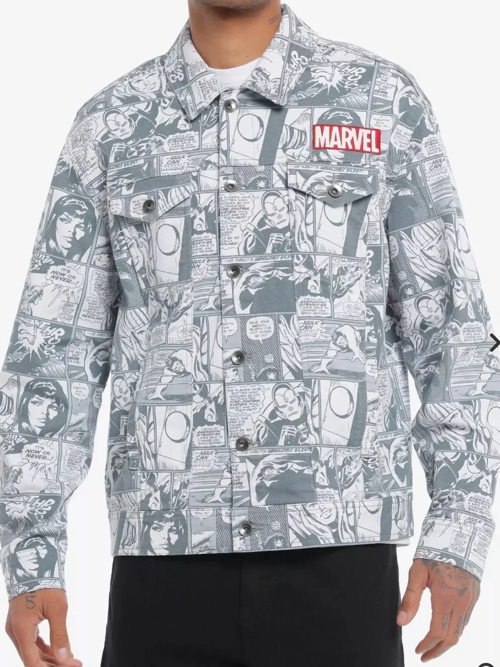 Our Universe Marvel Comic Panels Oversized Denim Jacket Our Universe Exclusive